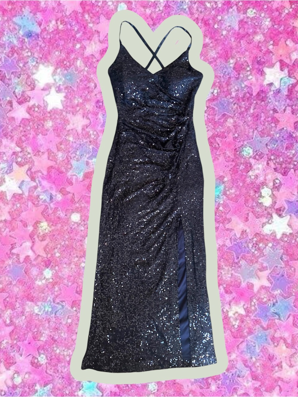 Eliza J NWT sequin maxi dress gown sz 8 cache 90s mob wife mermaid whimsy y2k